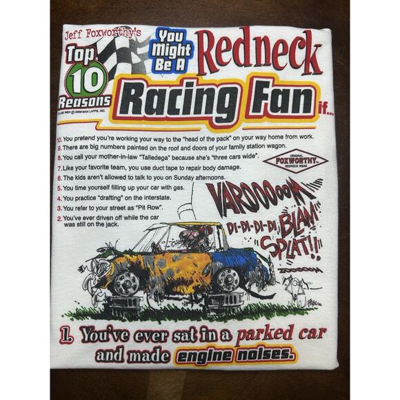 VTG Y2K Jeff Foxworthy’s Comedy Redneck Racing Fan Shirt Sleeve T Shirt Size L - Picture 12 of 12